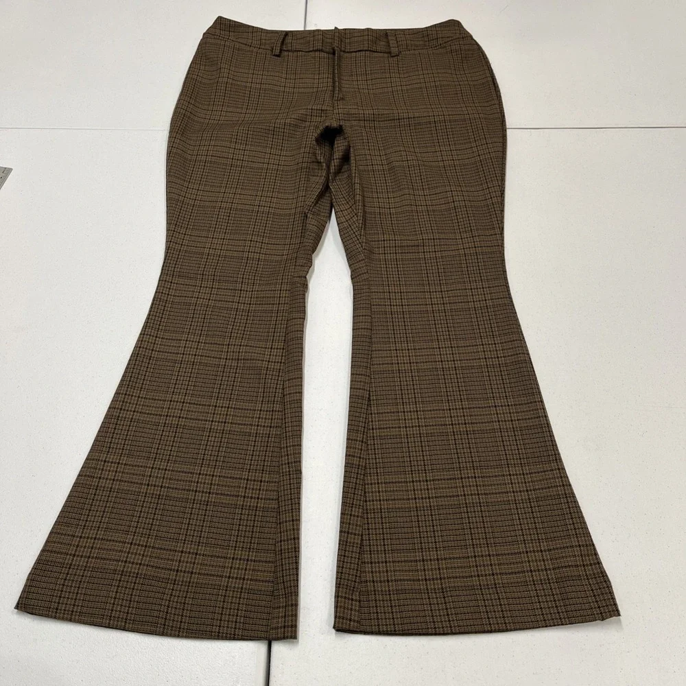 Urban Outfitters Pants Womens 16 Brown Plaid Wide Flare Leg Dark Academia Preppy